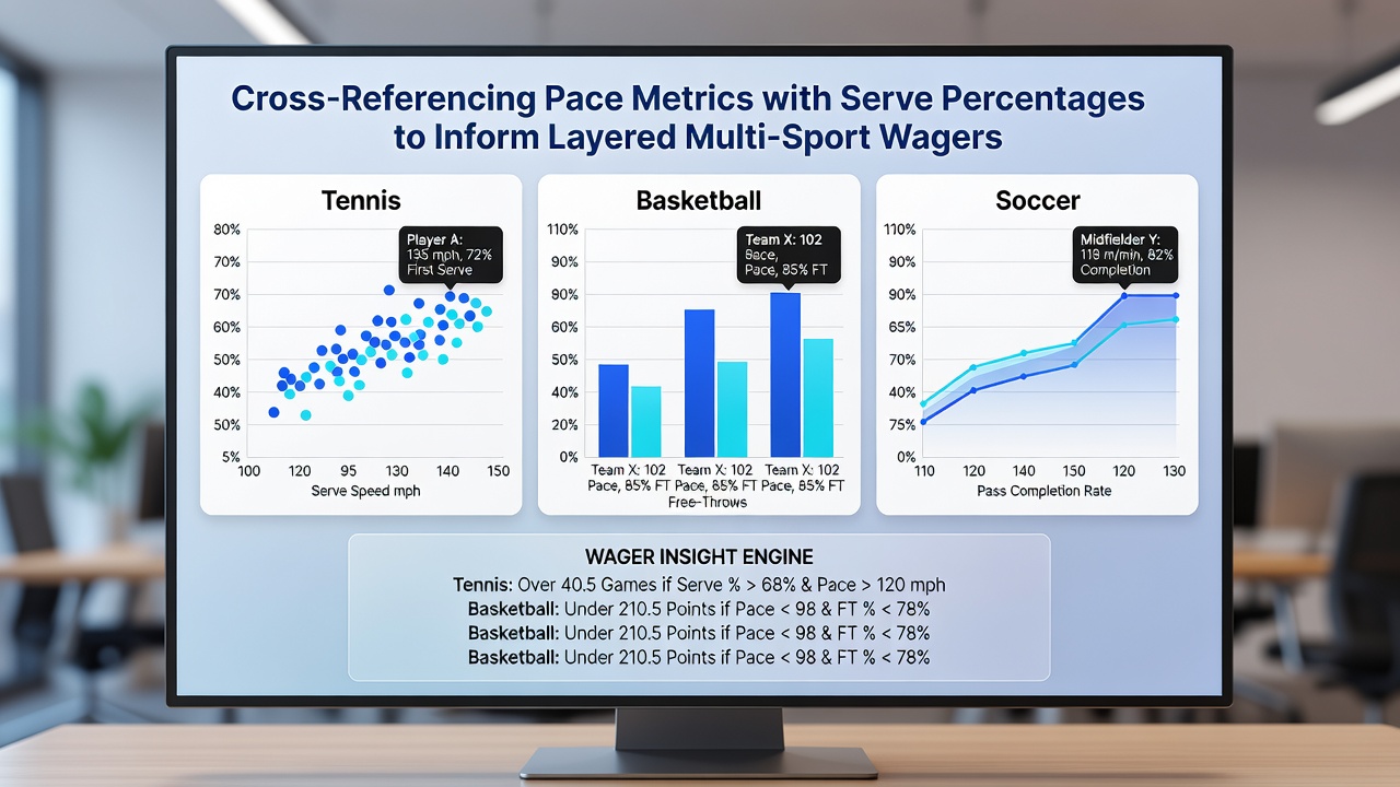 Visual representation of pace profiles and serve efficiency charts used in multi-sport betting analysis