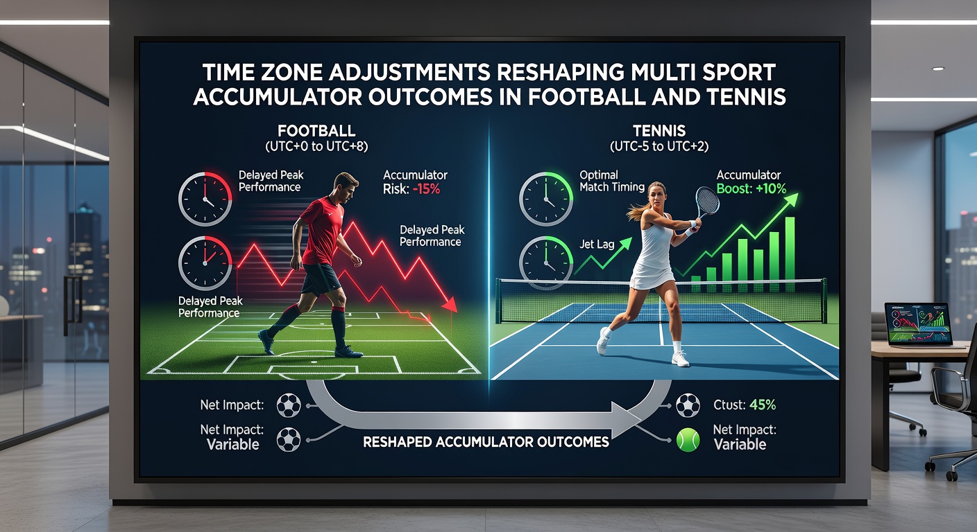 Split screen comparison of football stadium at night and tennis court at dawn illustrating scheduling overlaps